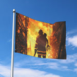 Brave Firefighter Painting Print Polyester Flag