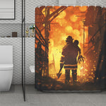 Brave Firefighter Painting Print Polyester Shower Curtain