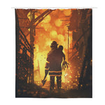 Brave Firefighter Painting Print Polyester Shower Curtain