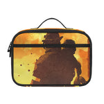 Brave Firefighter Painting Print Portable Lunch Bag