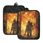 Brave Firefighter Painting Print Pot Holders With Pocket