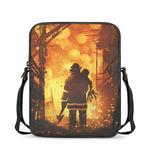 Brave Firefighter Painting Print Rectangular Crossbody Bag