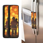 Brave Firefighter Painting Print Refrigerator Handle Covers