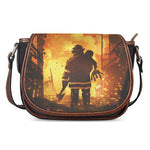 Brave Firefighter Painting Print Saddle Bag