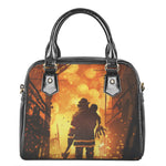 Brave Firefighter Painting Print Shoulder Handbag