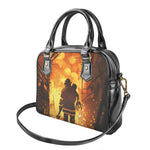 Brave Firefighter Painting Print Shoulder Handbag