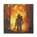 Brave Firefighter Painting Print Silk Bandana