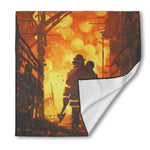 Brave Firefighter Painting Print Silk Bandana