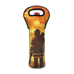 Brave Firefighter Painting Print Single Neoprene Wine Tote