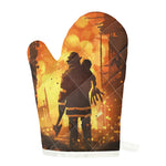 Brave Firefighter Painting Print Single Oven Mitt
