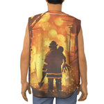 Brave Firefighter Painting Print Sleeveless Baseball Jersey