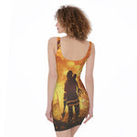 Brave Firefighter Painting Print Sleeveless Bodycon Dress