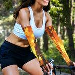 Brave Firefighter Painting Print Sun Protection Arm Sleeves