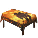 Brave Firefighter Painting Print Tablecloth