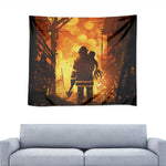Brave Firefighter Painting Print Tapestry
