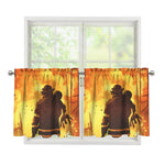 Brave Firefighter Painting Print Tier Curtains