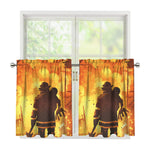Brave Firefighter Painting Print Tier Curtains