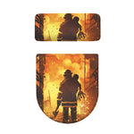Brave Firefighter Painting Print Toilet Lid And Tank Cover Set