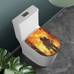 Brave Firefighter Painting Print Toilet Lid Cover