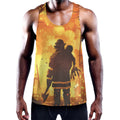 Brave Firefighter Painting Print Men's Workout Tank Top