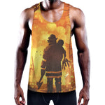 Brave Firefighter Painting Print Training Tank Top