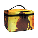 Brave Firefighter Painting Print Travel Makeup Bag