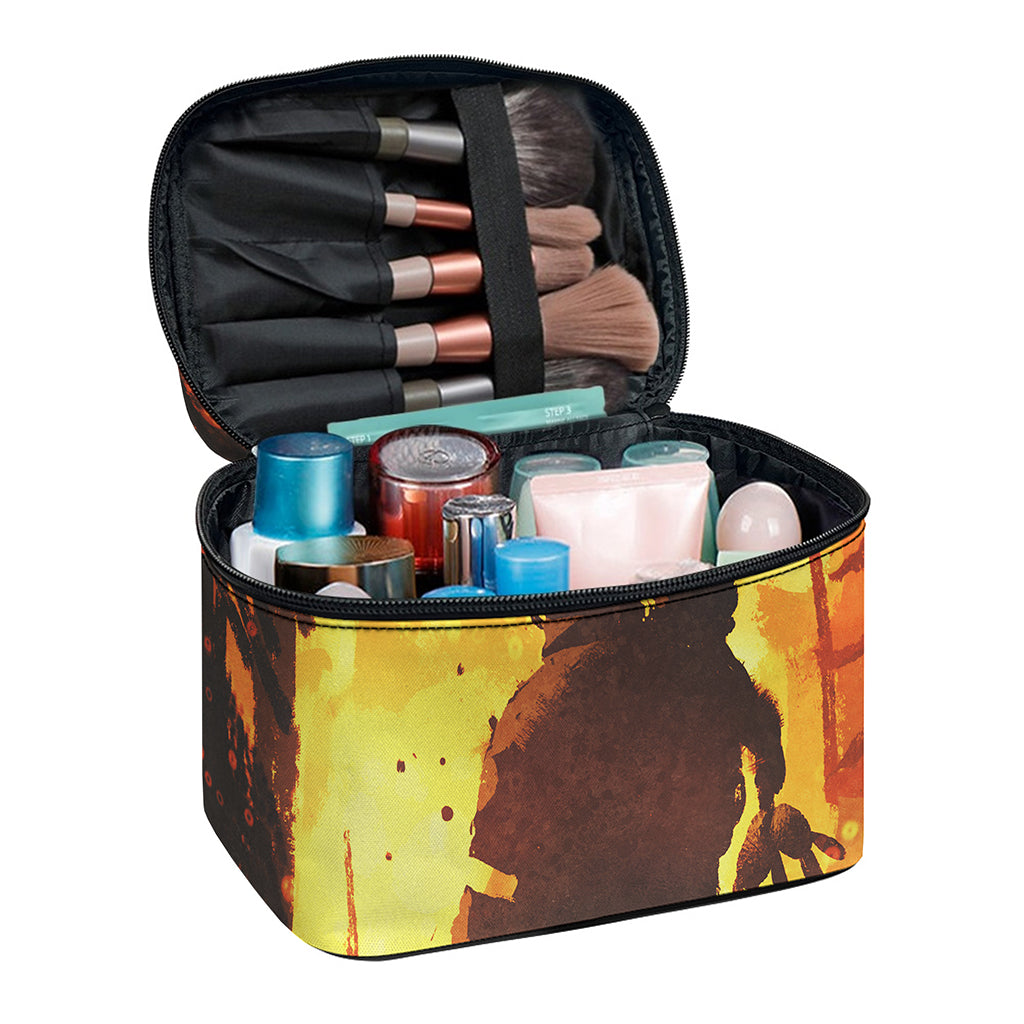 Brave Firefighter Painting Print Travel Makeup Bag