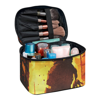 Brave Firefighter Painting Print Travel Makeup Bag