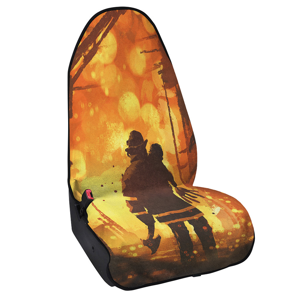 Brave Firefighter Painting Print Waterproof Car Seat Cover