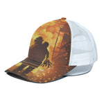 Brave Firefighter Painting Print White Mesh Trucker Cap