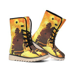 Brave Firefighter Painting Print Winter Boots