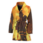 Brave Firefighter Painting Print Women's Bathrobe