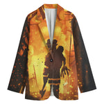 Brave Firefighter Painting Print Women's Blazer