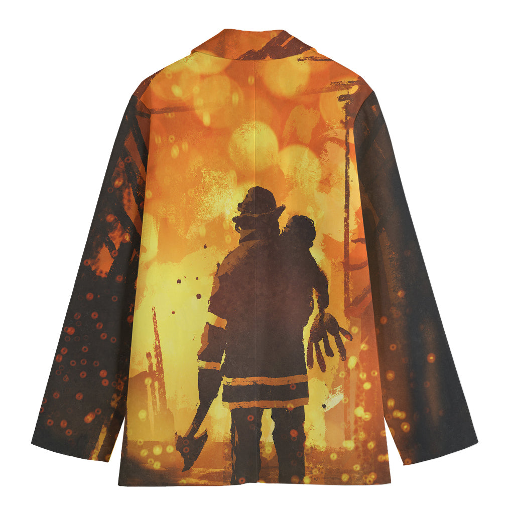 Brave Firefighter Painting Print Women's Blazer