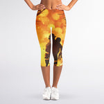 Brave Firefighter Painting Print Women's Capri Leggings