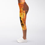 Brave Firefighter Painting Print Women's Capri Leggings