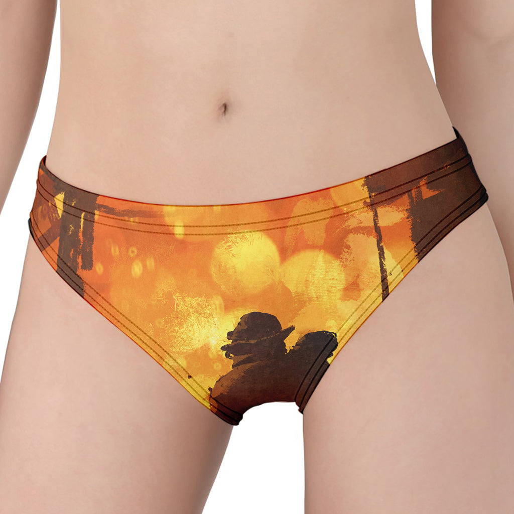 Brave Firefighter Painting Print Women's Panties