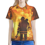 Brave Firefighter Painting Print Women's Polo Shirt