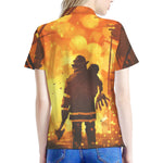 Brave Firefighter Painting Print Women's Polo Shirt