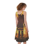 Brave Firefighter Painting Print Women's Sleeveless Dress