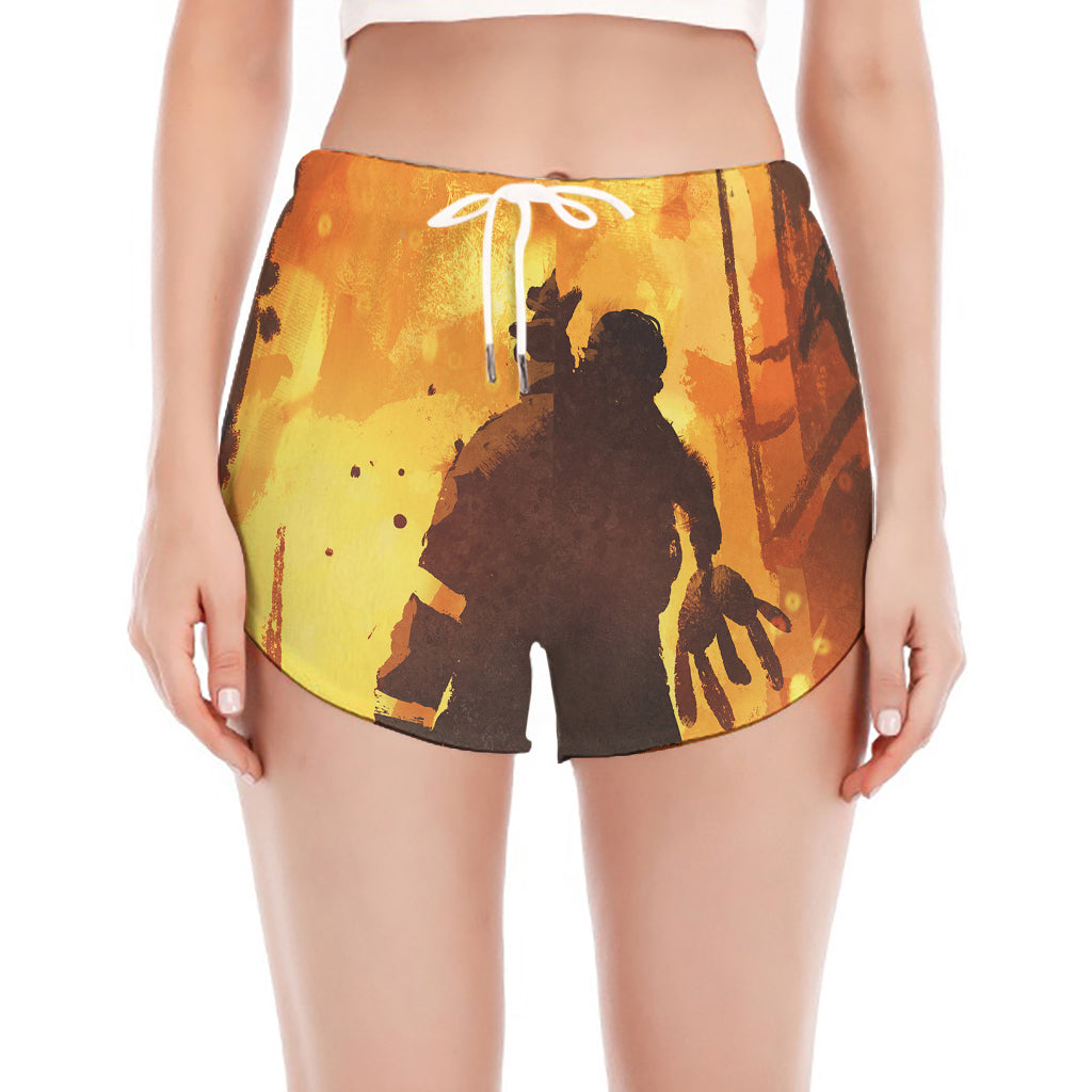 Brave Firefighter Painting Print Women's Split Running Shorts