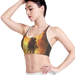 Brave Firefighter Painting Print Women's Sports Bra