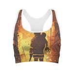 Brave Firefighter Painting Print Women's Sports Bra