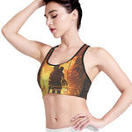Brave Firefighter Painting Print Women's Sports Bra