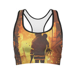 Brave Firefighter Painting Print Women's Sports Bra
