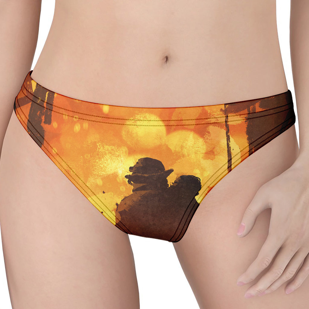 Brave Firefighter Painting Print Women's Thong