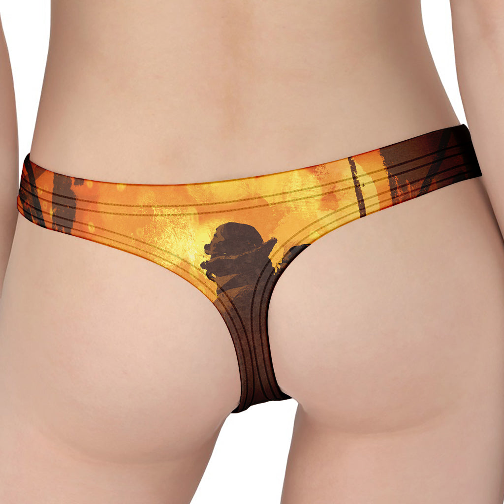 Brave Firefighter Painting Print Women's Thong