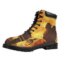 Brave Firefighter Painting Print Padded Collar Lace Up Boots