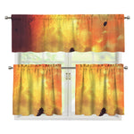 Brave Firefighter With Axe Print 3 Piece Kitchen Curtains