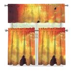 Brave Firefighter With Axe Print 3 Piece Kitchen Curtains